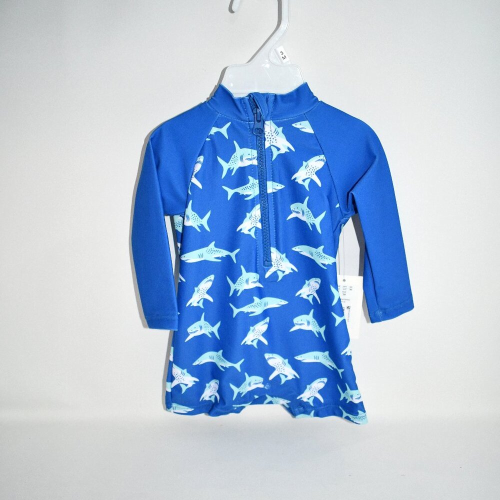 Adventurewear 360 Baby Shark Rashguard One-Piece Swimsuit 3 MOS BLUE # S54AWST60
